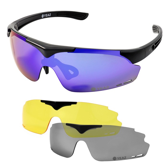 Magnet-Sport-Sonnenbrille YEAZ / Full YEAZ Blue Sportbrillen schwarz Set Matt SUNUP | | Revo |