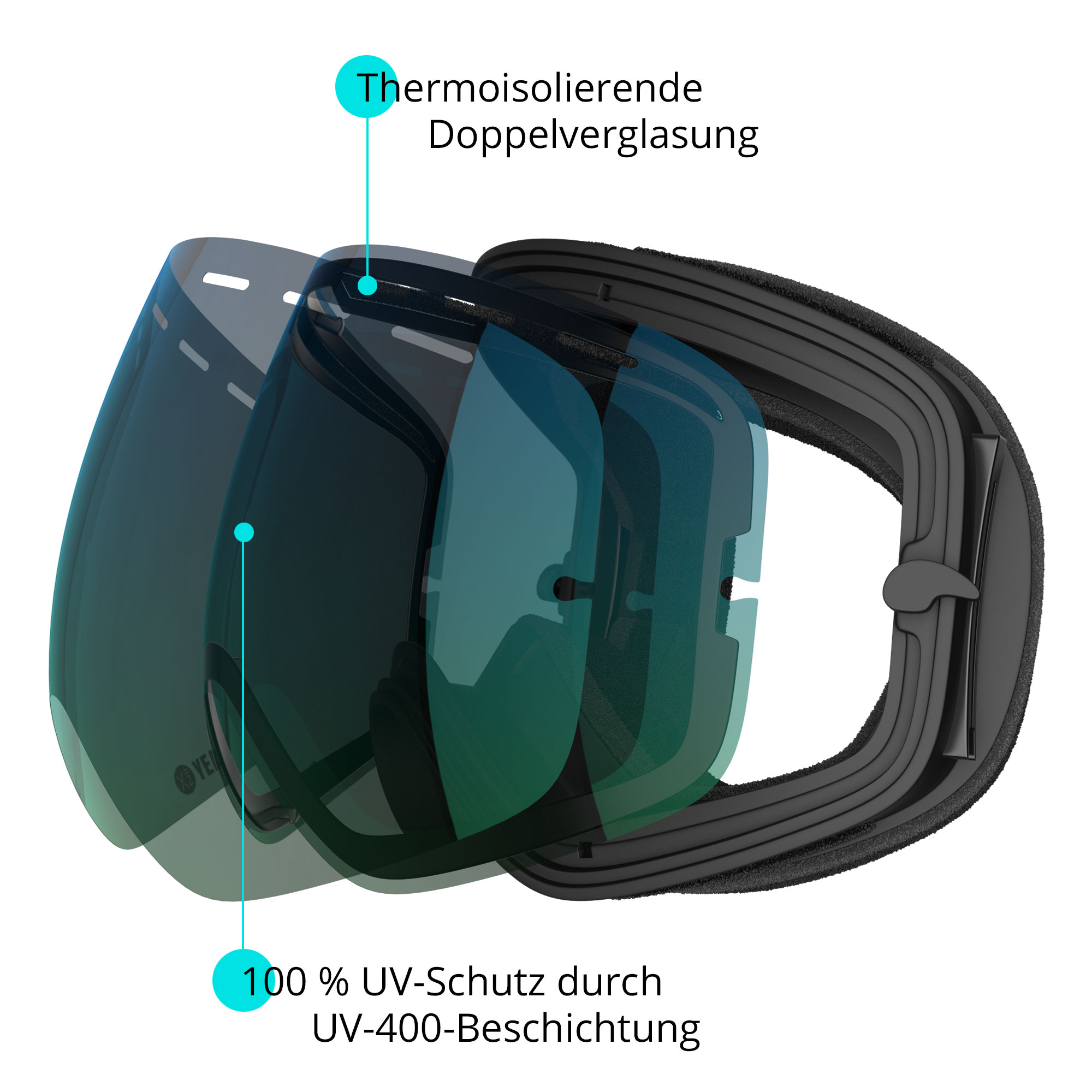 XTRM-SUMMIT Ski- Snowboardbrille ohne Rahmen silber verspiegelt 