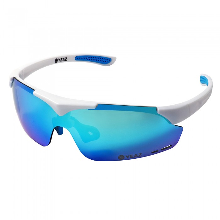 SUNUP Magnet-Sport-Sonnenbrille Matt weiß / Full Revo Ice Blue