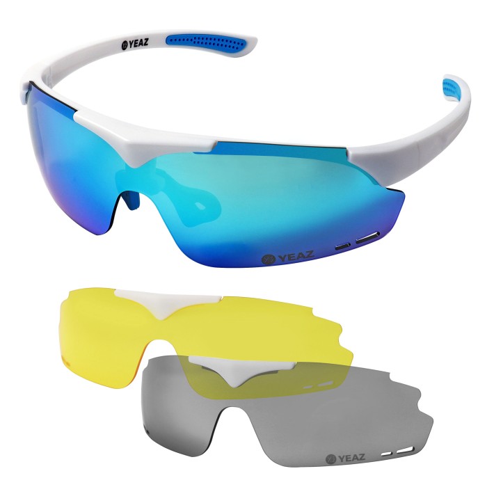 SUNUP Set Magnet-Sport-Sonnenbrille Matt weiß / Full Revo Ice Blue