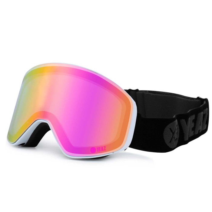 APEX Masque de ski/snowboard avec écran aimanté rose/blanc/gris